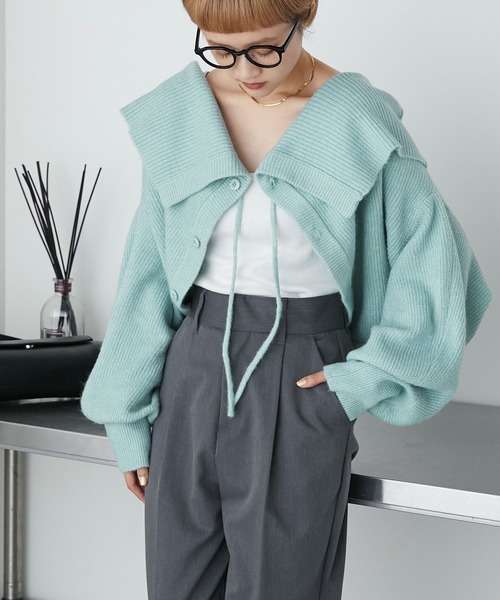 forksy.（フォルクシー）の「【forksy.】2wayフリルボレロカーディガン（カーディガン/ボレロ・レディース・チャコール/ピンク/ミント/オートミール/ブルー・FREE）」の6枚目の写真