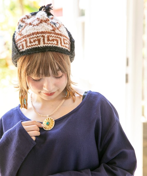 チャイハネ（チャイハネ）の「【チャイハネ】ネイティバニットキャップ（ニットキャップ/ビーニー・レディース・レッド/グリーン/ブラック・FREE）」の11枚目の写真