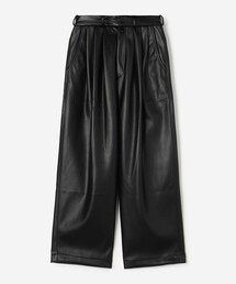 MONITALY ビーガンレザー トリプルタック ワイドパンツ