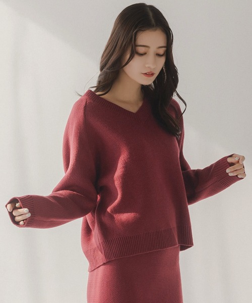 Julia Boutique(ジュリアブティック)の「2点セット・Vネックニットマーメイドスカートセットアップ/23522(ニット/セーター・レディース・ブラック/オールドローズ系/グレイッシュベージュ・ONE)」の11枚目の写真