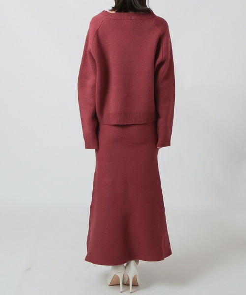 Julia Boutique(ジュリアブティック)の「2点セット・Vネックニットマーメイドスカートセットアップ/23522(ニット/セーター・レディース・ブラック/オールドローズ系/グレイッシュベージュ・ONE)」の15枚目の写真