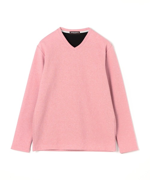 HIDEAWAYS NICOLE（ハイダウェイニコル）の「バスケットリンクスJQボンディングＶネックプルオーバー（Tシャツ/カットソー・メンズ・ブラック/モカ/オフホワイト/ピンク・MEDIUM/LARGE/X-LARGE）」の4枚目の写真