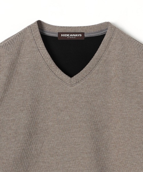 HIDEAWAYS NICOLE（ハイダウェイニコル）の「バスケットリンクスJQボンディングＶネックプルオーバー（Tシャツ/カットソー・メンズ・ブラック/モカ/オフホワイト/ピンク・MEDIUM/LARGE/X-LARGE）」の8枚目の写真