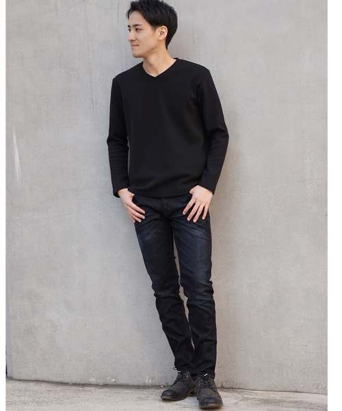 HIDEAWAYS NICOLE（ハイダウェイニコル）の「バスケットリンクスJQボンディングＶネックプルオーバー（Tシャツ/カットソー・メンズ・ブラック/モカ/オフホワイト/ピンク・MEDIUM/LARGE/X-LARGE）」の16枚目の写真