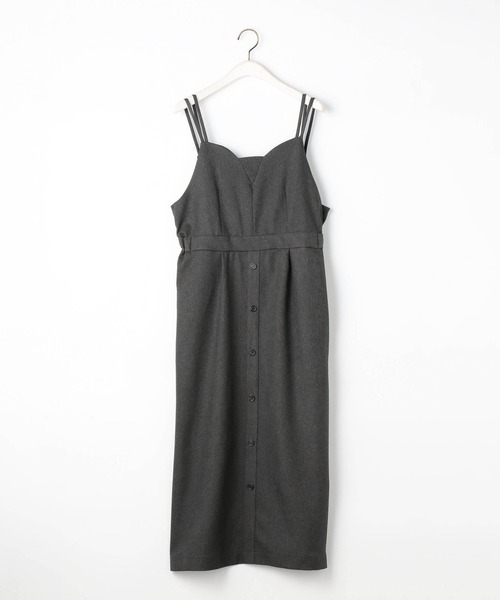 NICOLE white（ニコルホワイト）の「ウールライク キャミソールワンピース（ワンピース・レディース・ブラック/ベージュ/チャコールグレー・FREE）」の5枚目の写真