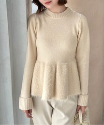 clear | シャギー切替ペプラムニットトップス≪STAY MOTION≫(ニット/セーター)