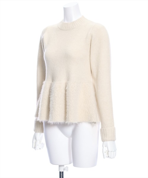 clear（クリア）の「シャギー切替ペプラムニットトップス≪STAY MOTION≫（ニット/セーター・レディース・ブラック/オフホワイト/ライトベージュ・F）」の14枚目の写真