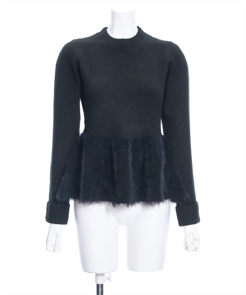 clear（クリア）の「シャギー切替ペプラムニットトップス≪STAY MOTION≫（ニット/セーター・レディース・ブラック/オフホワイト/ライトベージュ・F）」の11枚目の写真