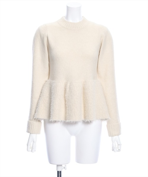 clear（クリア）の「シャギー切替ペプラムニットトップス≪STAY MOTION≫（ニット/セーター・レディース・ブラック/オフホワイト/ライトベージュ・F）」の12枚目の写真