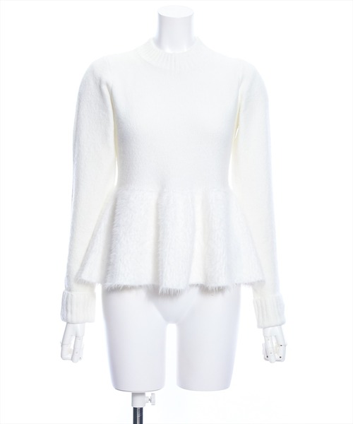 clear（クリア）の「シャギー切替ペプラムニットトップス≪STAY MOTION≫（ニット/セーター・レディース・ブラック/オフホワイト/ライトベージュ・F）」の13枚目の写真