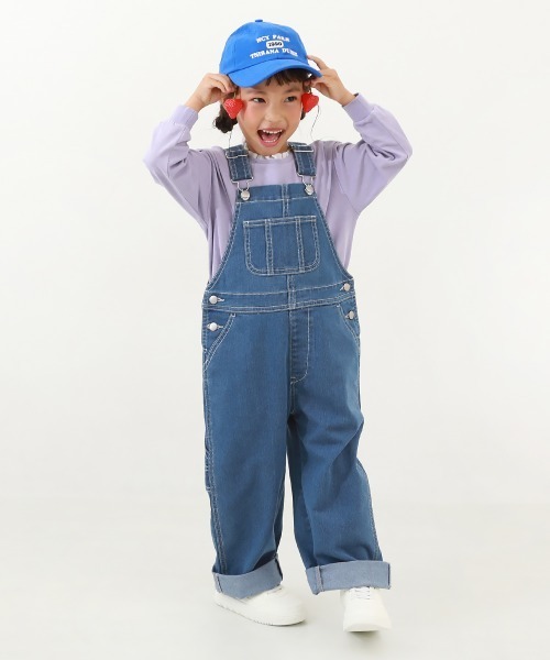 devirock（デビロック）の「楽デニム サロペット（サロペット/オーバーオール・キッズ・サックスブルー系1/ネイビー・130cm/110cm/140cm/160cm/100cm/150cm/120cm）」の6枚目の写真