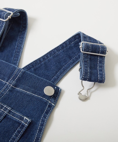 devirock（デビロック）の「楽デニム サロペット（サロペット/オーバーオール・キッズ・サックスブルー系1/ネイビー・130cm/110cm/140cm/160cm/100cm/150cm/120cm）」の11枚目の写真