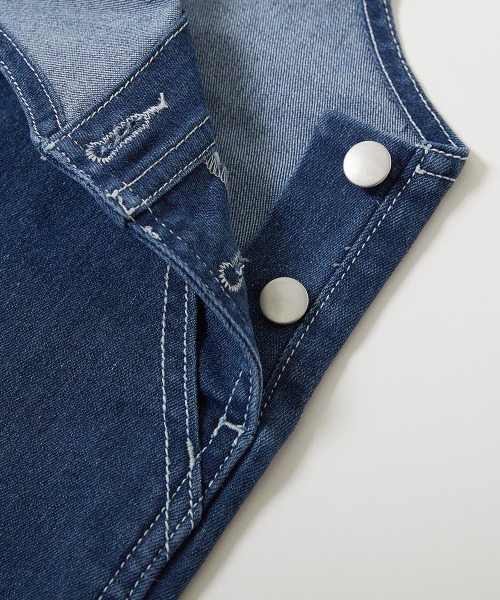 devirock（デビロック）の「楽デニム サロペット（サロペット/オーバーオール・キッズ・サックスブルー系1/ネイビー・130cm/110cm/140cm/160cm/100cm/150cm/120cm）」の13枚目の写真