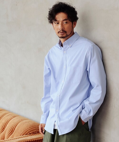 B:MING by BEAMS（ビーミングバイビームス）の「吸水速乾 オックス ボタンダウン シャツ（シャツ/ブラウス・メンズ・その他/サックスブルー/オフホワイト・X-LARGE/LARGE/MEDIUM/SMALL）」の3枚目の写真