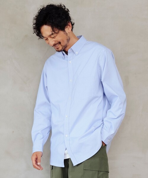 B:MING by BEAMS（ビーミングバイビームス）の「吸水速乾 オックス ボタンダウン シャツ（シャツ/ブラウス・メンズ・その他/サックスブルー/オフホワイト・X-LARGE/LARGE/MEDIUM/SMALL）」の6枚目の写真