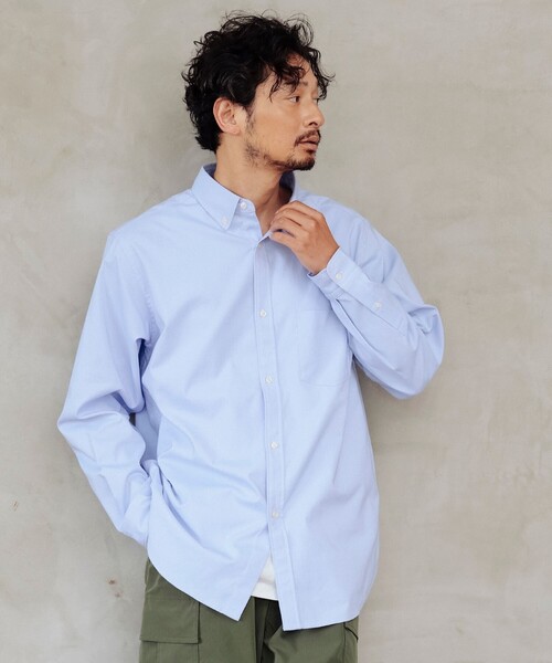 B:MING by BEAMS（ビーミングバイビームス）の「吸水速乾 オックス ボタンダウン シャツ（シャツ/ブラウス・メンズ・その他/サックスブルー/オフホワイト・X-LARGE/LARGE/MEDIUM/SMALL）」の7枚目の写真