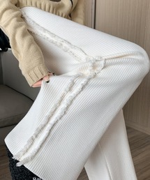 サイドフリンジニットワイドパンツ