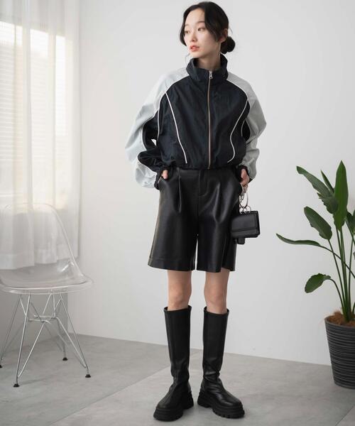 WEGO（ウィゴー）の「WEGO/ナイロントラックブルゾン（ブルゾン・レディース・サックスブルー/ブラック/ホワイト・FREE）」の5枚目の写真