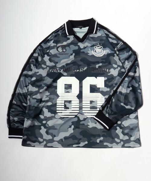 Salong hameu（サロン ハミュー）の「サッカーユニフォームデザイン 長袖ロンT/フットボールTシャツ/ゲームシャツ #ブロークコア（Tシャツ/カットソー・メンズ・オフホワイト/ブラック/ネイビー/ワインレッド/ブラック系その他/ブラック系その他3/ネイビー系2/ブラック系その他2/ホワイト系その他・M/L）」の5枚目の写真