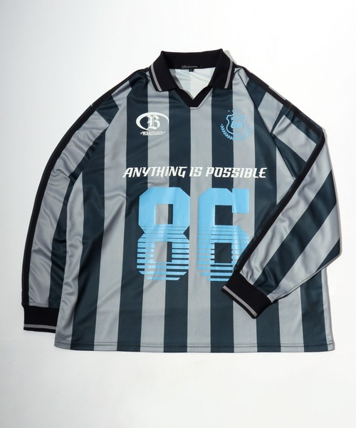 Salong hameu（サロン ハミュー）の「サッカーユニフォームデザイン 長袖ロンT/フットボールTシャツ/ゲームシャツ #ブロークコア（Tシャツ/カットソー・メンズ・オフホワイト/ブラック/ネイビー/ワインレッド/ブラック系その他/ブラック系その他3/ネイビー系2/ブラック系その他2/ホワイト系その他・M/L）」の6枚目の写真