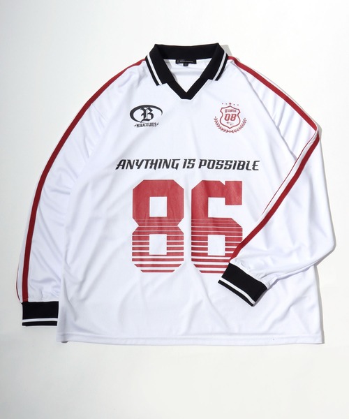 セール】サッカーユニフォームデザイン 長袖ロンT/フットボールTシャツ