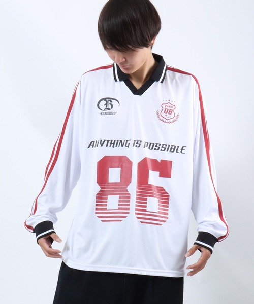 セール】サッカーユニフォームデザイン 長袖ロンT/フットボールTシャツ