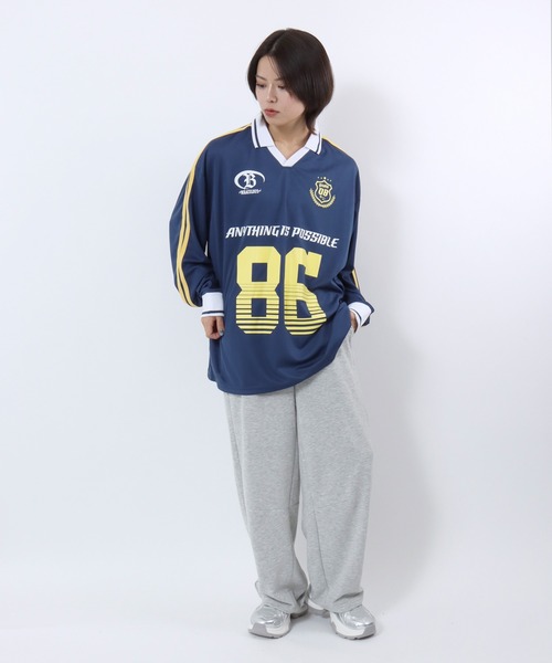 セール】サッカーユニフォームデザイン 長袖ロンT/フットボールTシャツ