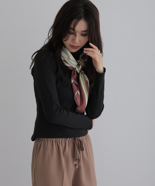 ElegChic(エレグシック)の「ハイネックリブプルオーバー(Tシャツ/カットソー・レディース・オフホワイト/ブラック/ベージュ・M/L/XL/3L/4L)」の5枚目の写真