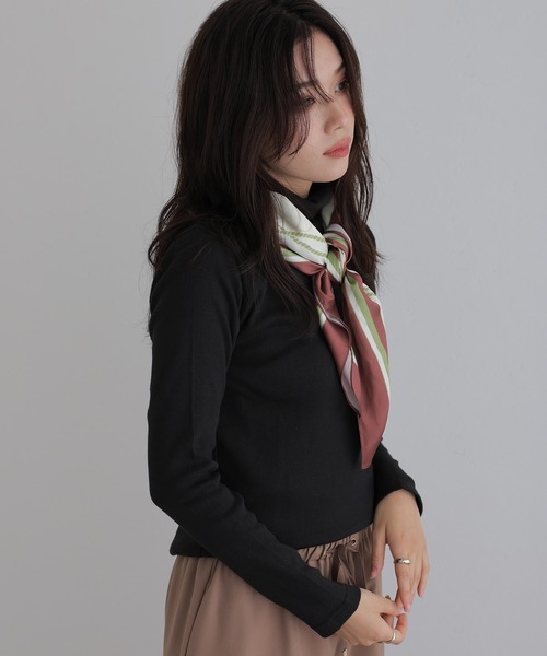ElegChic(エレグシック)の「ハイネックリブプルオーバー(Tシャツ/カットソー・レディース・オフホワイト/ブラック/ベージュ・M/L/XL/3L/4L)」の7枚目の写真