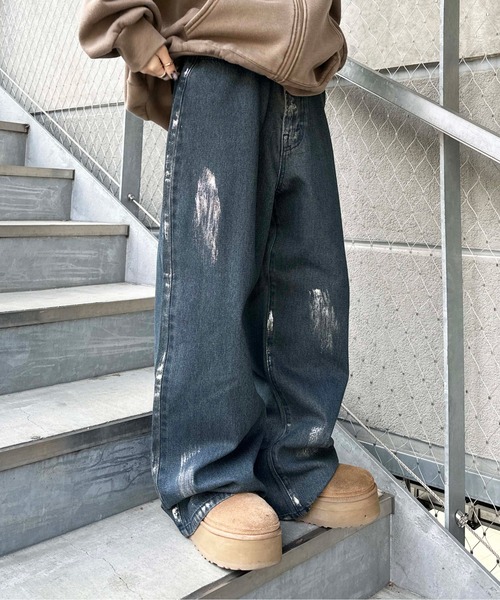 sedacle(セダクル)の「ハクペイントデニム(デニムパンツ・メンズ・インディゴブルー/ブラック・LARGE/MEDIUM/SMALL)」の2枚目の写真