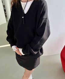▲deep v neck knit pullover / ディープ V ネック ニット プルオーバー