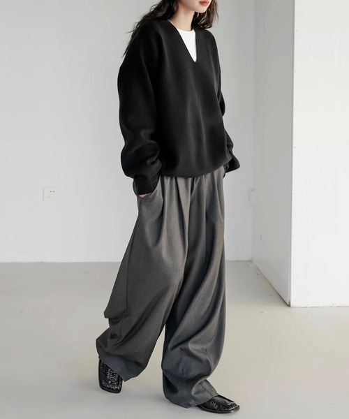 Theater code（シアターコード）の「▲deep v neck knit pullover / ディープ V ネック ニット プルオーバー（ニット/セーター・メンズ・ブラック・2/3）」の6枚目の写真