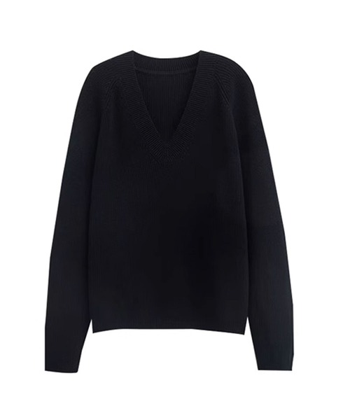 Theater code（シアターコード）の「▲deep v neck knit pullover / ディープ V ネック ニット プルオーバー（ニット/セーター・メンズ・ブラック・2/3）」の11枚目の写真