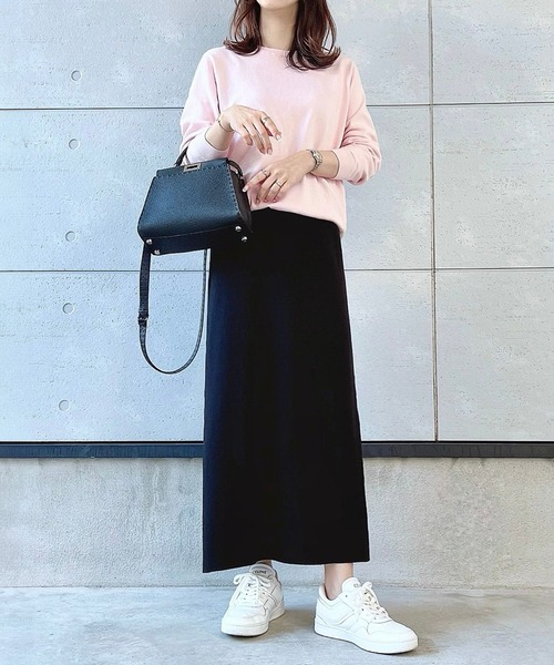 Bonjour Sagan（ボンジュールサガン）の「ストレッチニットスカート（スカート・レディース・ライトベージュ/ブラック・FREE）」の3枚目の写真