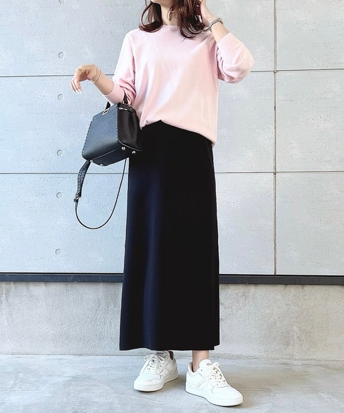 Bonjour Sagan（ボンジュールサガン）の「ストレッチニットスカート（スカート・レディース・ライトベージュ/ブラック・FREE）」の4枚目の写真