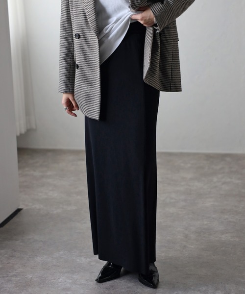 Bonjour Sagan（ボンジュールサガン）の「ストレッチニットスカート（スカート・レディース・ライトベージュ/ブラック・FREE）」の10枚目の写真