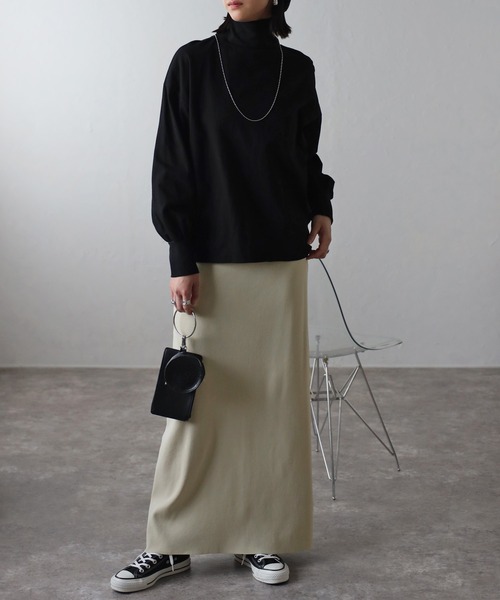 Bonjour Sagan（ボンジュールサガン）の「ストレッチニットスカート（スカート・レディース・ライトベージュ/ブラック・FREE）」の22枚目の写真