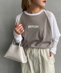 AMERICANA（アメリカーナ）の「[Americana×JEANS FACTORY/アメリカーナ×ジーンズファクトリー] 別注 袖シアーラグランロンT（Tシャツ/カットソー）」