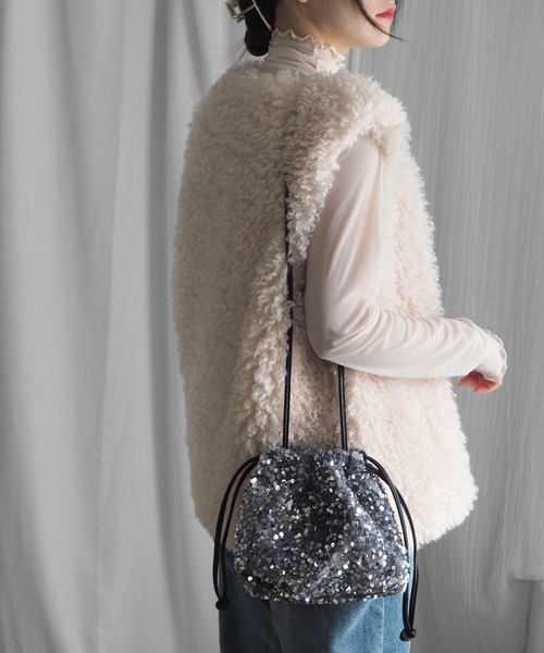 minia(ミニア)の「スパンコールドロストショルダー(ショルダーバッグ・レディース・シルバー/ブラック/マルチ・FREE)」の1枚目の写真