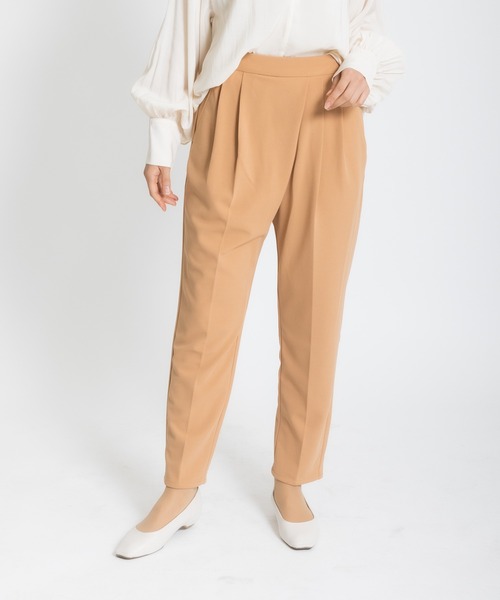 meeny miny（ミーニーマイニー）の「【meeny miny】[美シルエットシリーズ][セットアップ対応]伸洗テーパードパンツ（スラックス・レディース・アイボリー/ベージュ/ネイビー/ライトグレー/カーキ・MEDIUM）」の3枚目の写真