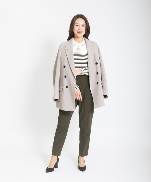 meeny miny（ミーニーマイニー）の「【meeny miny】[美シルエットシリーズ][セットアップ対応]伸洗テーパードパンツ（スラックス・レディース・アイボリー/ベージュ/ネイビー/ライトグレー/カーキ・MEDIUM）」の14枚目の写真