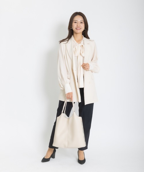 meeny miny（ミーニーマイニー）の「【meeny miny】[美シルエットシリーズ][セットアップ対応]伸洗テーパードパンツ（スラックス・レディース・アイボリー/ベージュ/ネイビー/ライトグレー/カーキ・MEDIUM）」の16枚目の写真