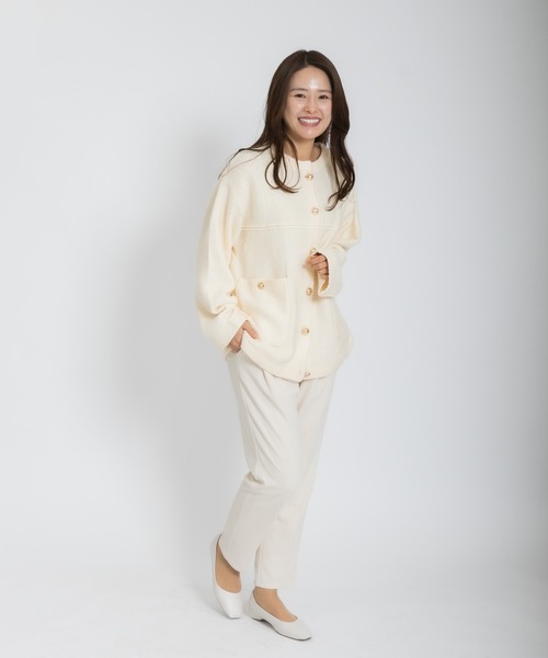 meeny miny（ミーニーマイニー）の「【meeny miny】[美シルエットシリーズ][セットアップ対応]伸洗テーパードパンツ（スラックス・レディース・アイボリー/ベージュ/ネイビー/ライトグレー/カーキ・MEDIUM）」の17枚目の写真