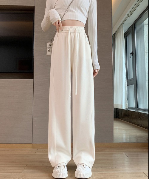 Miniministore（ミニミニストア）の「【新色追加】スウェットパンツ レディースワイドパンツ（スウェットパンツ・レディース・ライトグレー/ライトブルー/アイボリー/ライトブラウン/ダークグレー/ブラック/ネイビー/ブルー・FREE）」の14枚目の写真