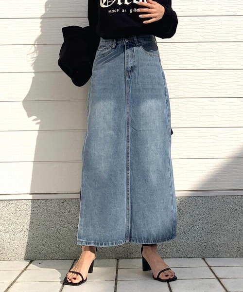 Q（キュー）の「デニムタイトスカート（デニムスカート・レディース・ブルー・MEDIUM）」の6枚目の写真