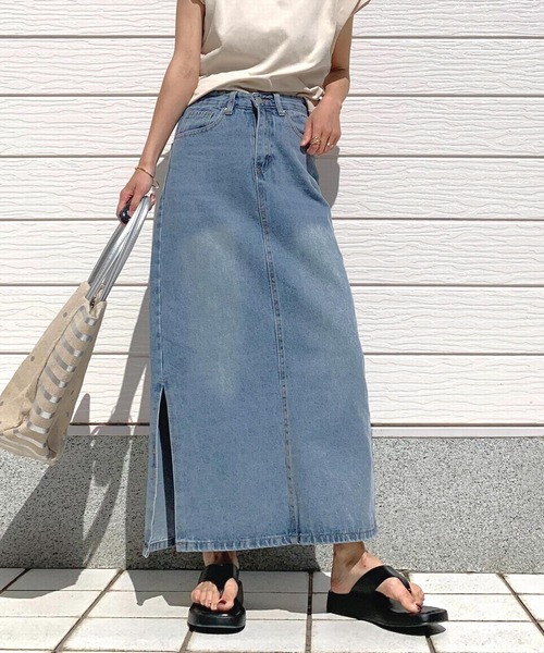 Q（キュー）の「デニムタイトスカート（デニムスカート）」 - WEAR