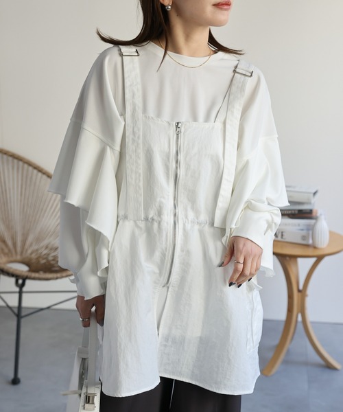 ap retro（アプレトロ）の「ナイロンジップベスト／ミリタリーベスト《動画あり》（ベスト・レディース・オフホワイト/ブラック/カーキ/チャコールグレー・FREE）」の5枚目の写真