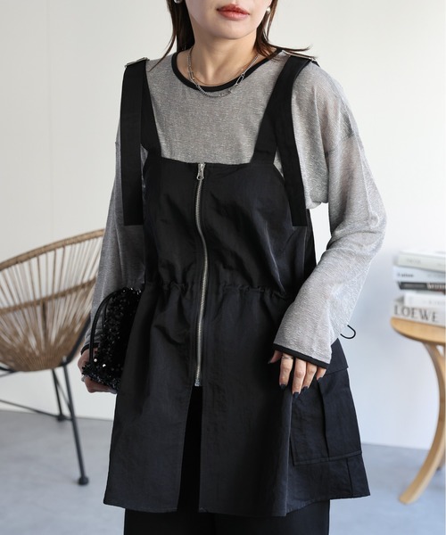 ap retro（アプレトロ）の「ナイロンジップベスト／ミリタリーベスト《動画あり》（ベスト・レディース・オフホワイト/ブラック/カーキ/チャコールグレー・FREE）」の20枚目の写真