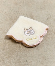 nicott（ニコット）の「NC:カワムラオリエ CAT ALL  ネコ刺繍スカラップハンカチ（ハンカチ/ハンドタオル）」