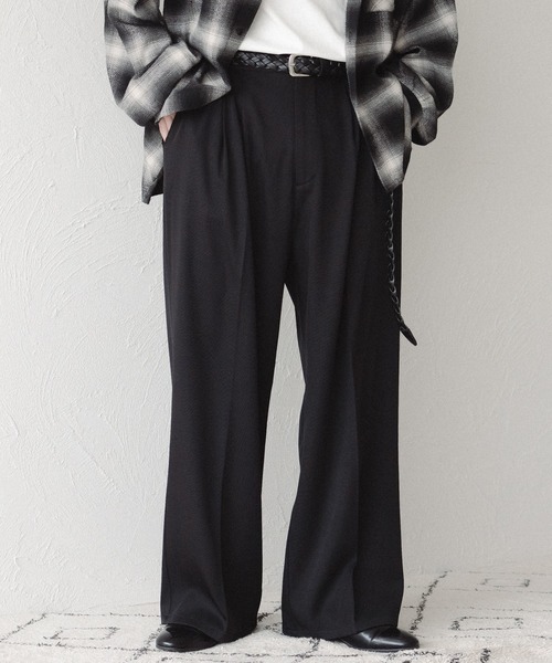 epnok（エプノック）の「2タックワイドスラックス（スラックス・メンズ・チャコールグレー/ブラック・SMALL/MEDIUM/LARGE）」の2枚目の写真